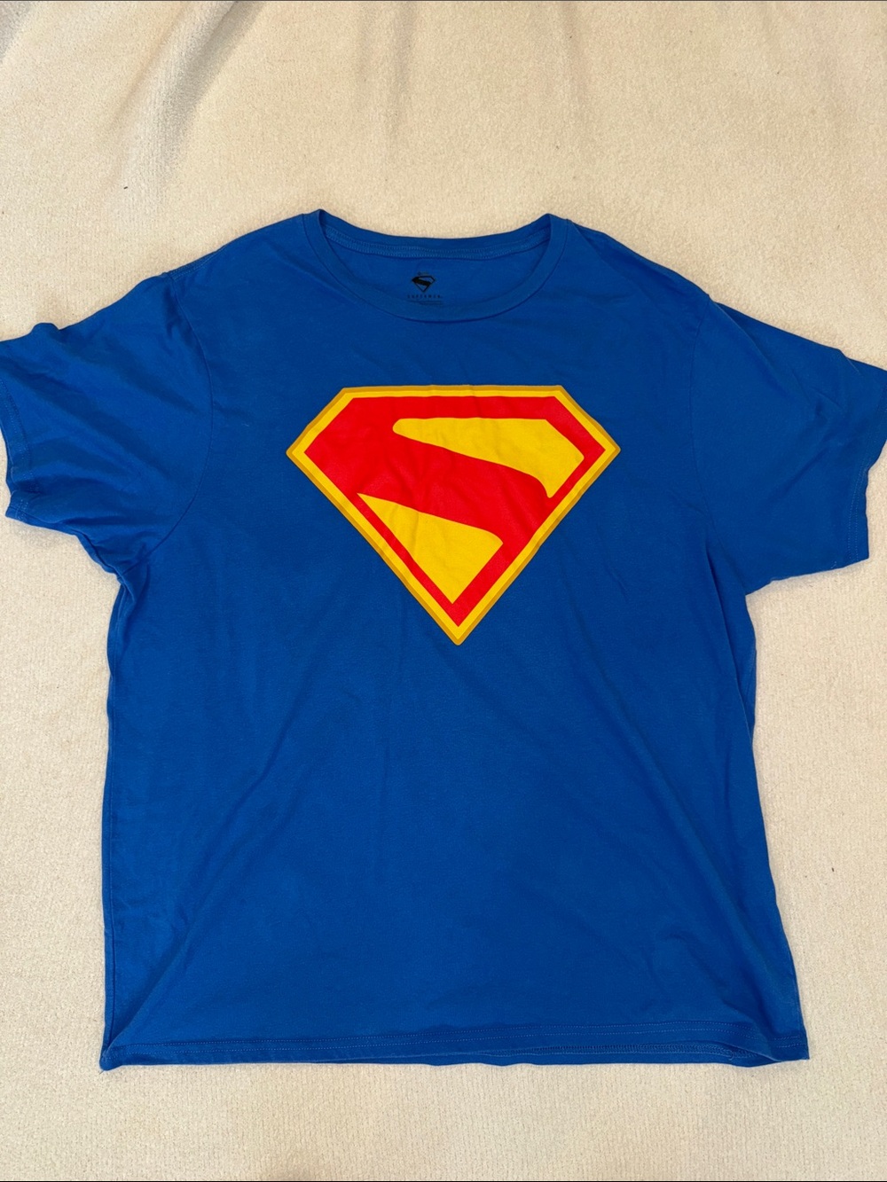 Blue Superman James Gunn Logo Tee - Red & Yellow Shield Size 2XL